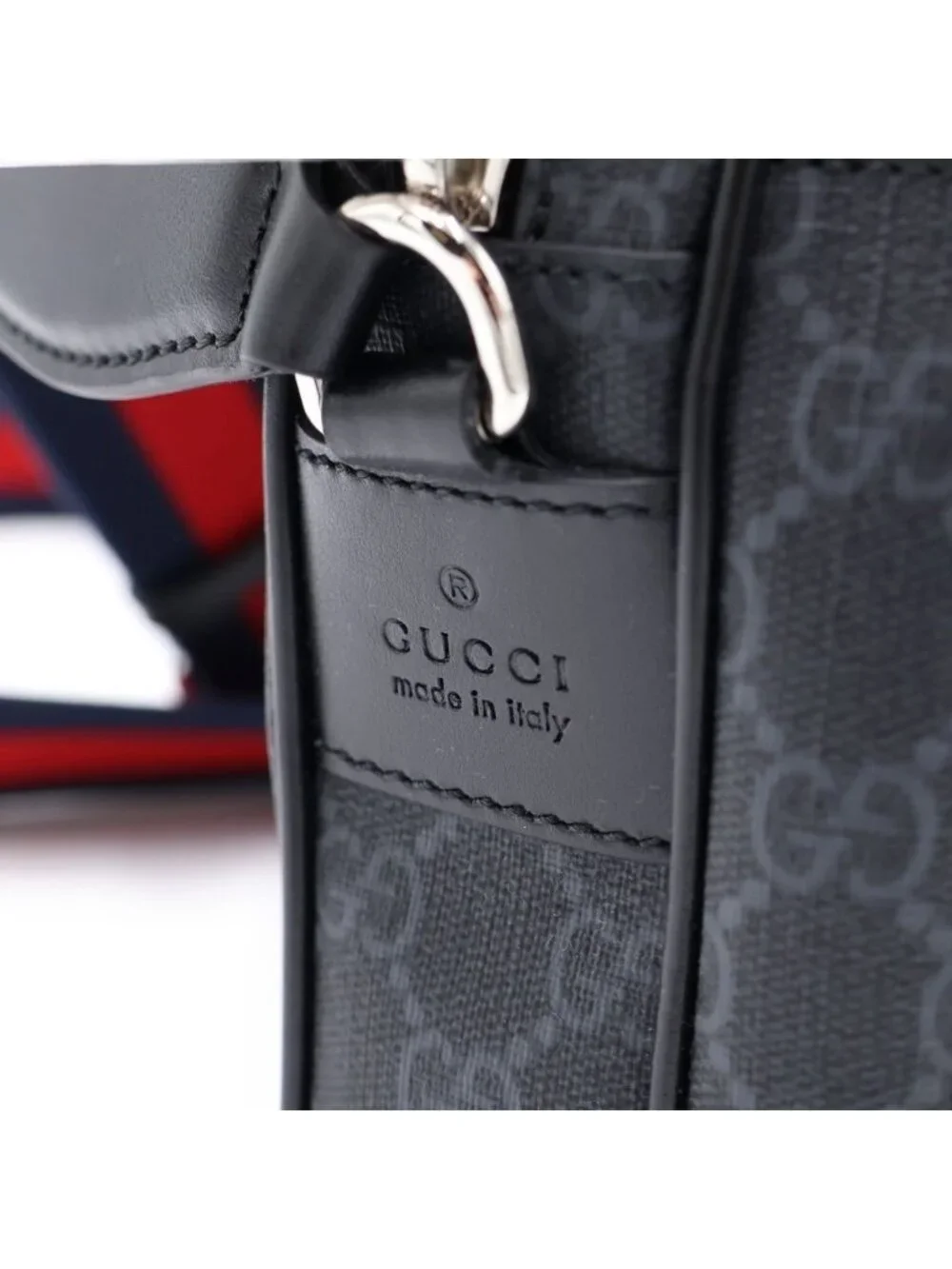 Gucci GG Supreme Small Crossbody Shoulder Bag Black Canvas Leather